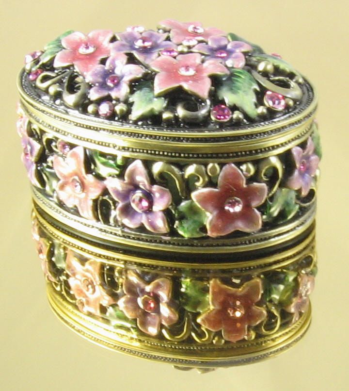 Pill box photographed on Gold Mirror riser platform