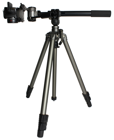 Tripod with camera on rotating arm
