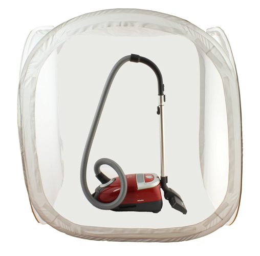 SimplyFoto Light Tent Cube 120cm containing vacuum cleaner