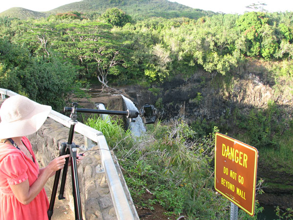 Tripod set up over gorge